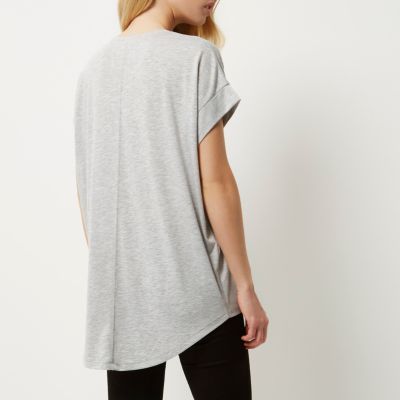 Grey print boyfriend fit t-shirt